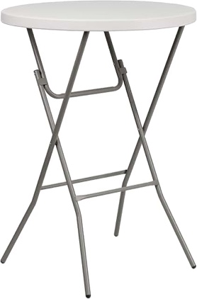 flash furniture 2.63-foot round granite white plastic bar height folding table