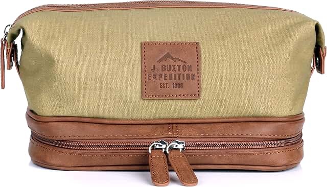 J. Buxton Men s Expedition II Huntington Gear Bottom Zip Travel Kit Canvas  Tan