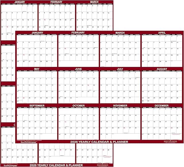 AT-A-GLANCE 2026 Horizontal Reversible Erasable Wall Calendar Large 36 x 24 -