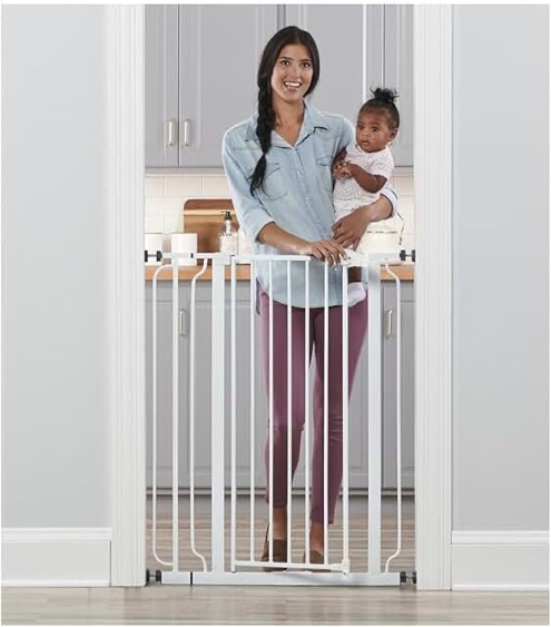 Regalo Extra Tall Easy Step Metal Walk Through Baby Gate - White