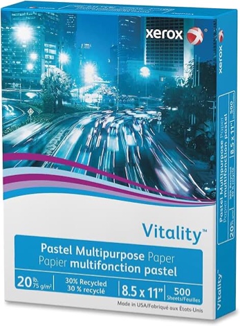 Xerox Vitality Pastel Multipurpose Paper - Blue Letter - 8 1/2 x 11 - 20 lb Basis Weight - 500 / Ream - Blue