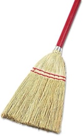 Boardwalk BWK951TEA 39 in. Corn Fiber Bristles Lobby/Toy Broom - Red