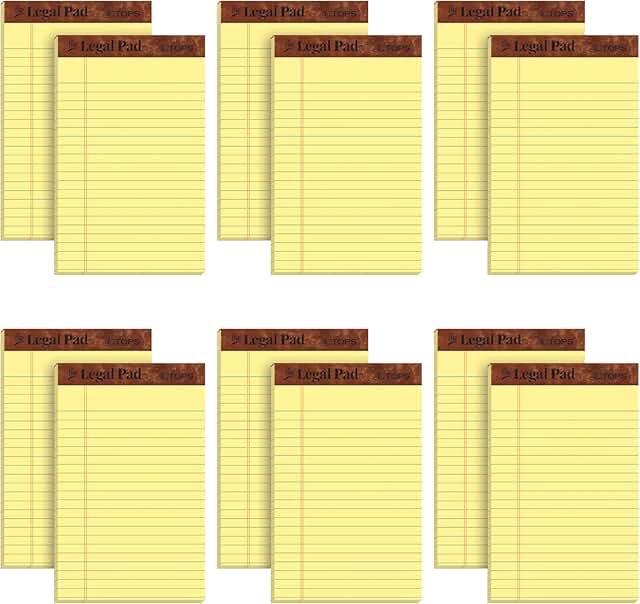tops the legal pad writing pads  jr. legal rule  5 x 8  50 sheets  canary  12 pack