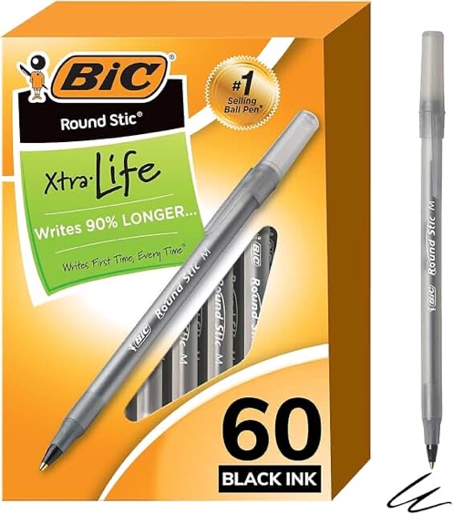 bic 60pk ball pen stic refill black