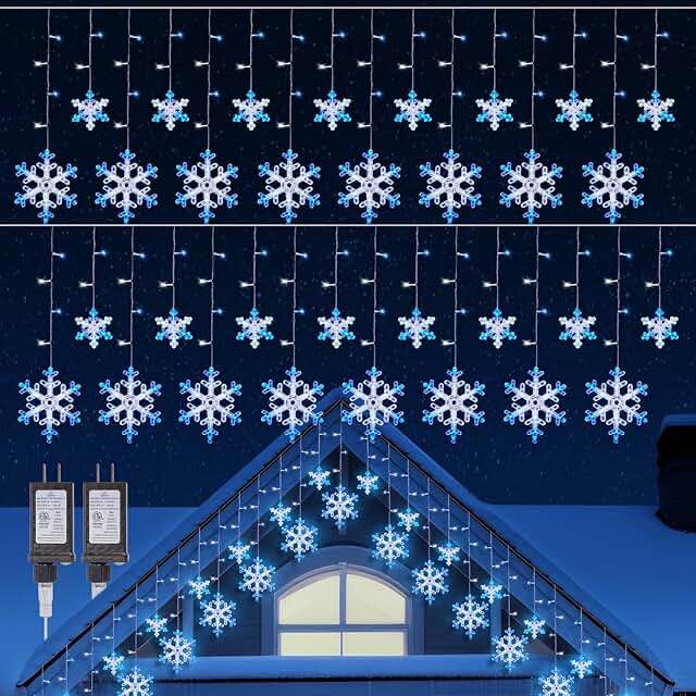 192 LED snowflake Christmas, icicle lights or outdoors