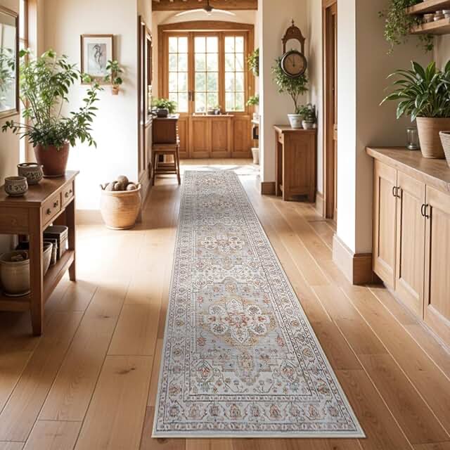 Machine, washable, medallion hallway, runner rug turmeric, 3'x12'