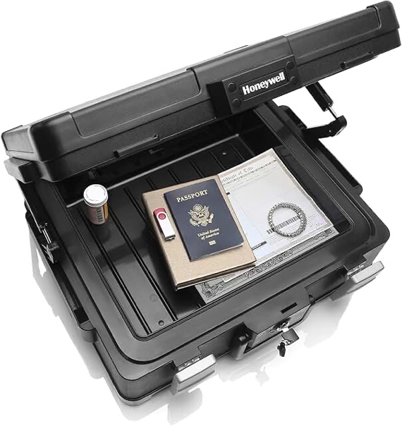 honeywell - 0.39 cu. ft. fire- and water-proof hanging file chest with key lock - black