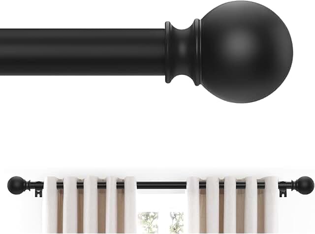 Kenney® Davenport 1/2  Petite Cafe Decorative Window Curtain Rod  28-48   Matte Black, 3 count