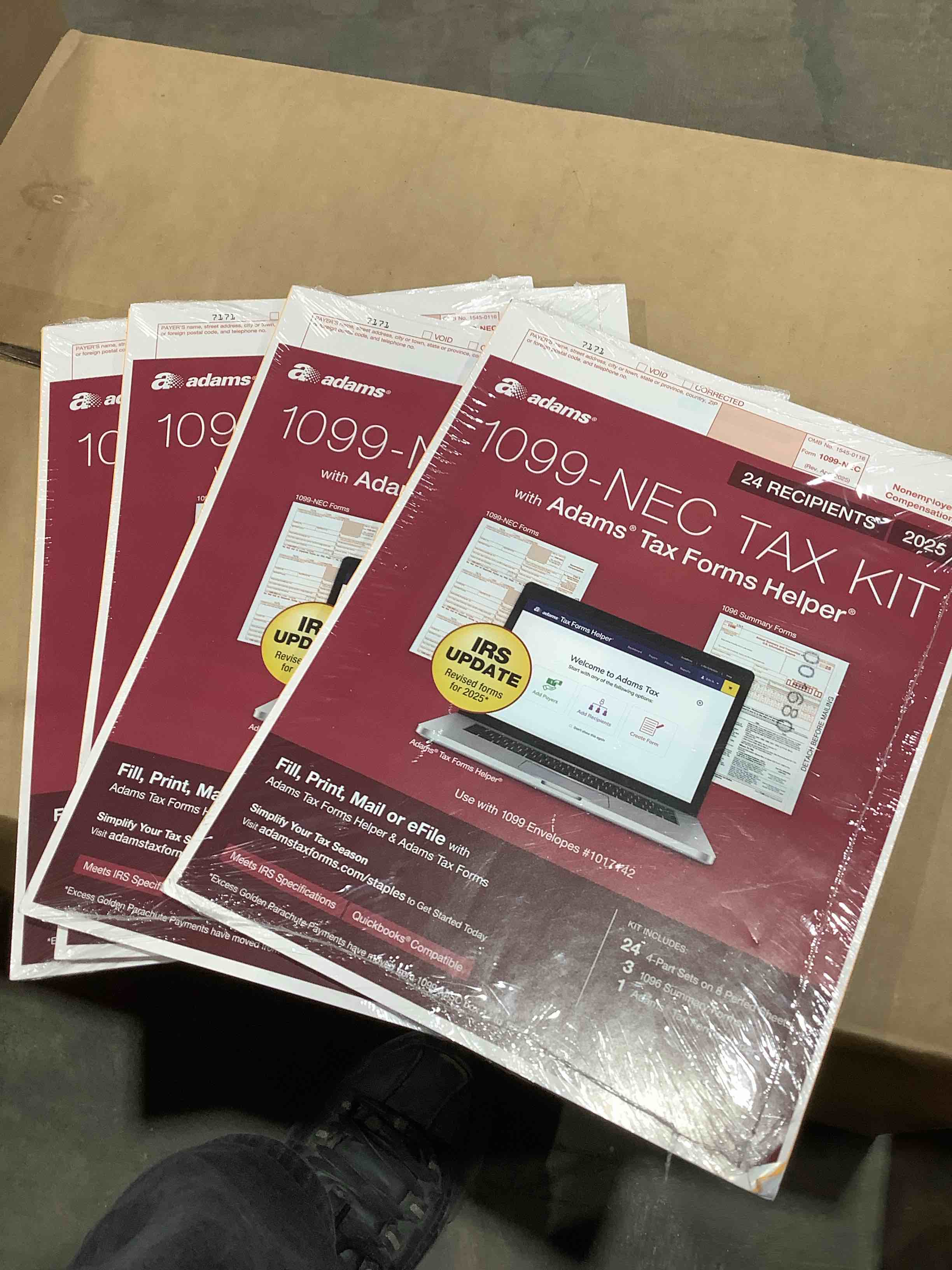 2025 adams 1099 – nec tax kit with forms helper, four count