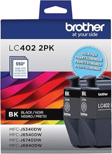 brother genuine lc402 2pk 2-pack of standard yield black printer ink cartridges
