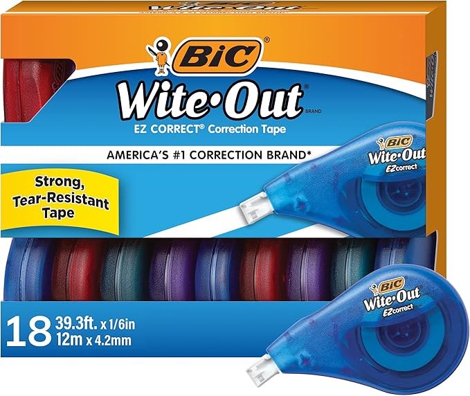 bic wite-out brand ez correct correction tape  18-count pack