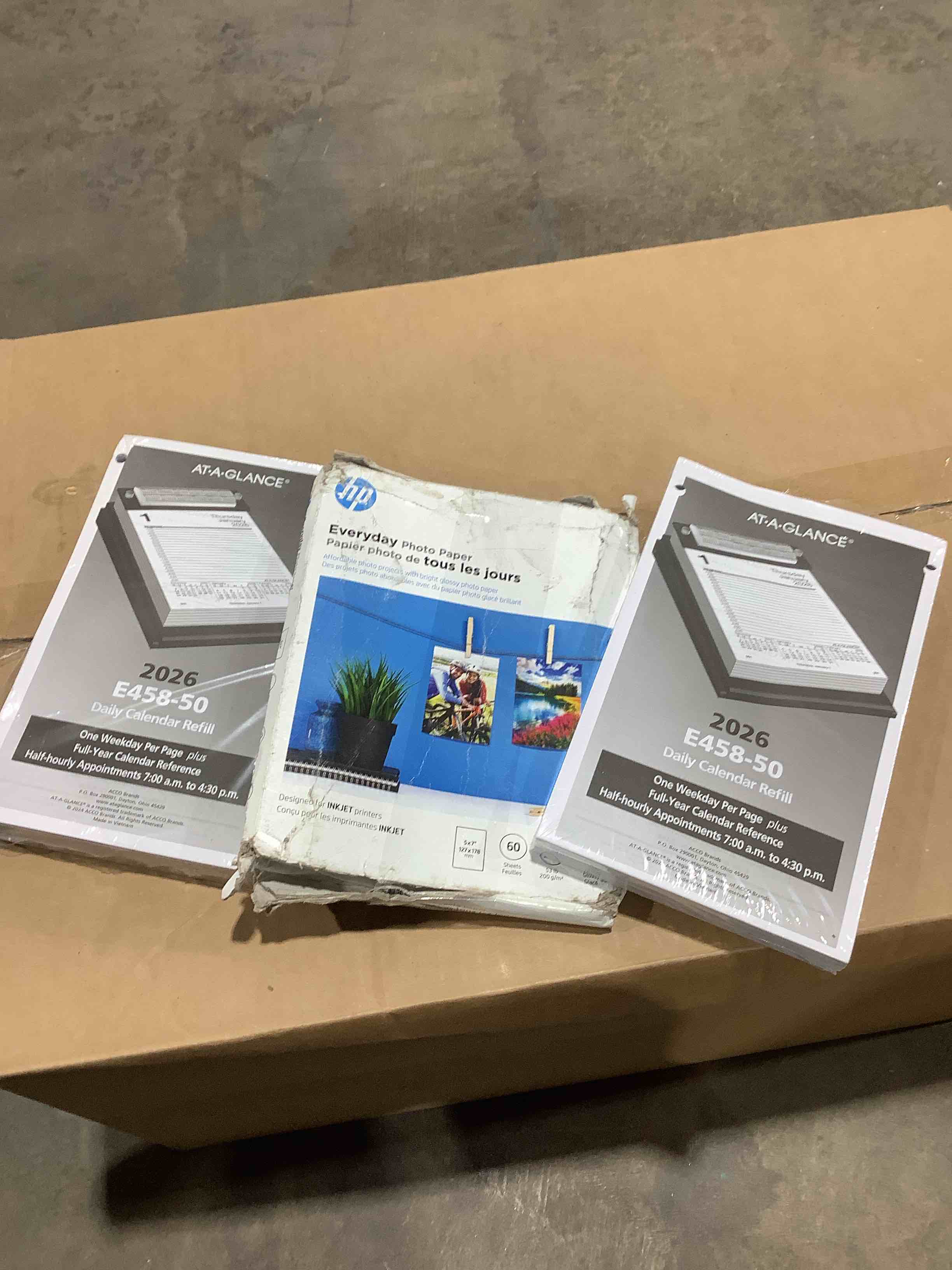 HP every day photo paper, at a glance 2026 daily calendar refill