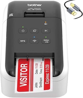 brother ql-810w 2.4  ultra-fast direct thermal label printer  usb  wireless (b/g/n)  wirelessdirect  auto cutter - white/black, in office