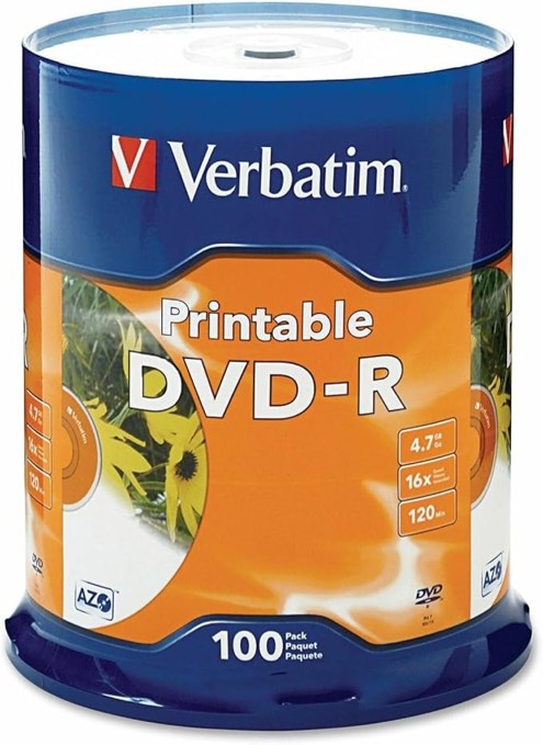 Verbatim Life Series 98491 16x DVD-R White Inkjet Printable Hub Printable 1674154