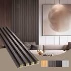 Ouzugie Wpc Acoustic slat wall panels eight pack, 96” x 6” 3-D wall panels for interior wall decorating