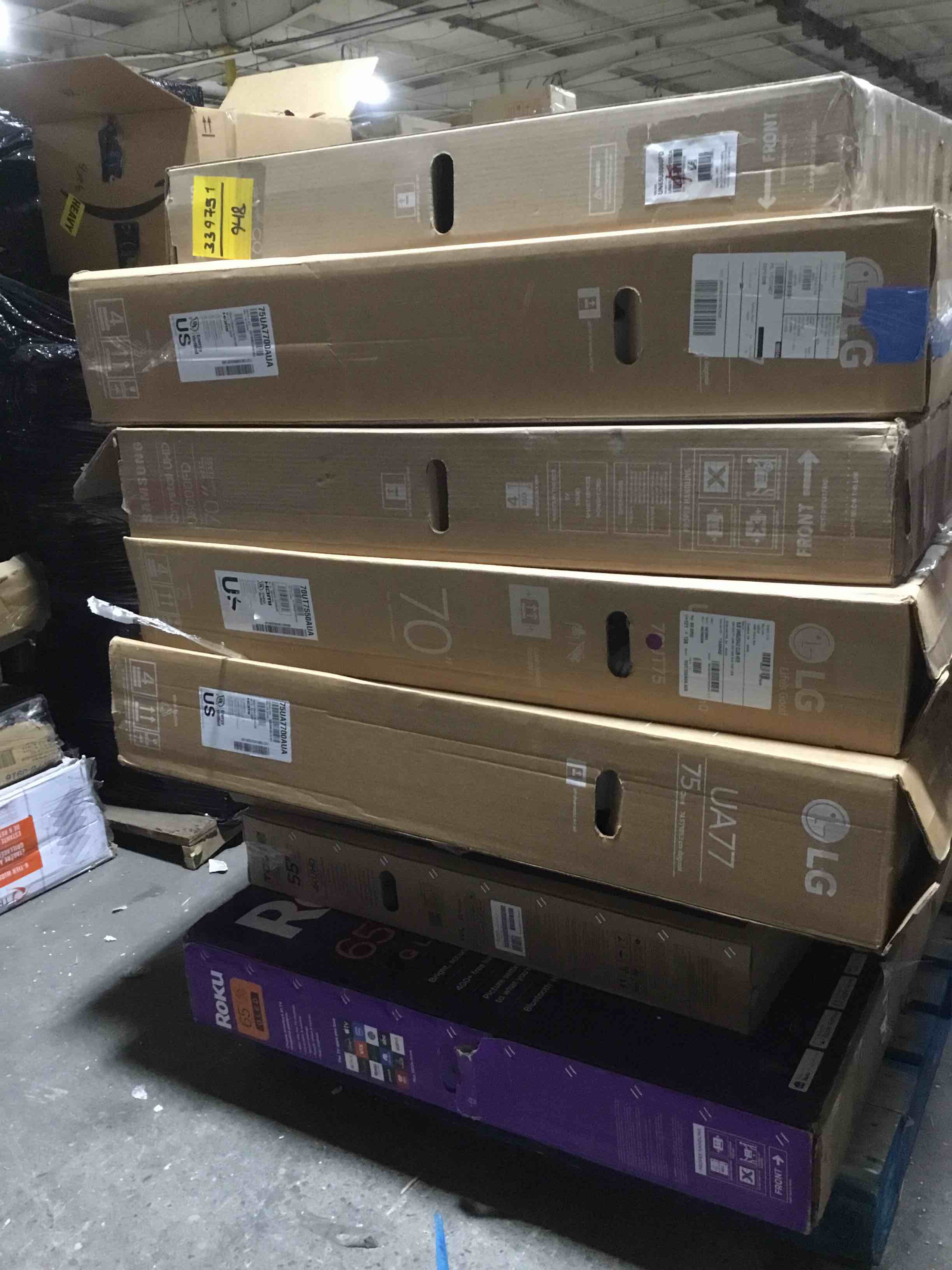 12 tvs most 55” or lager brands like Samsung LG Visio Roku parts or repair