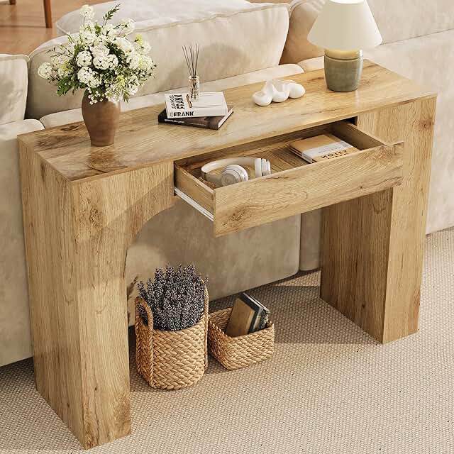 Garvee 47 inch long console entryway table table with drawer wooden