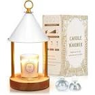 EROMMY Candle Warmer Lamp – 2 Bulbs, Timer, Dimmable Light, Adjustable Height, Anti-Scald Design, Flameless Wax Melter, White