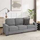 83.86 inch sofa couch three seater square armrest sofa gray, incomplete