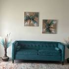 Chelsea Green 77 inch wide fabric, tufted square arm sofa, incomplete