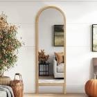 Natural pine wood, arch, full length mirror, elegant wall