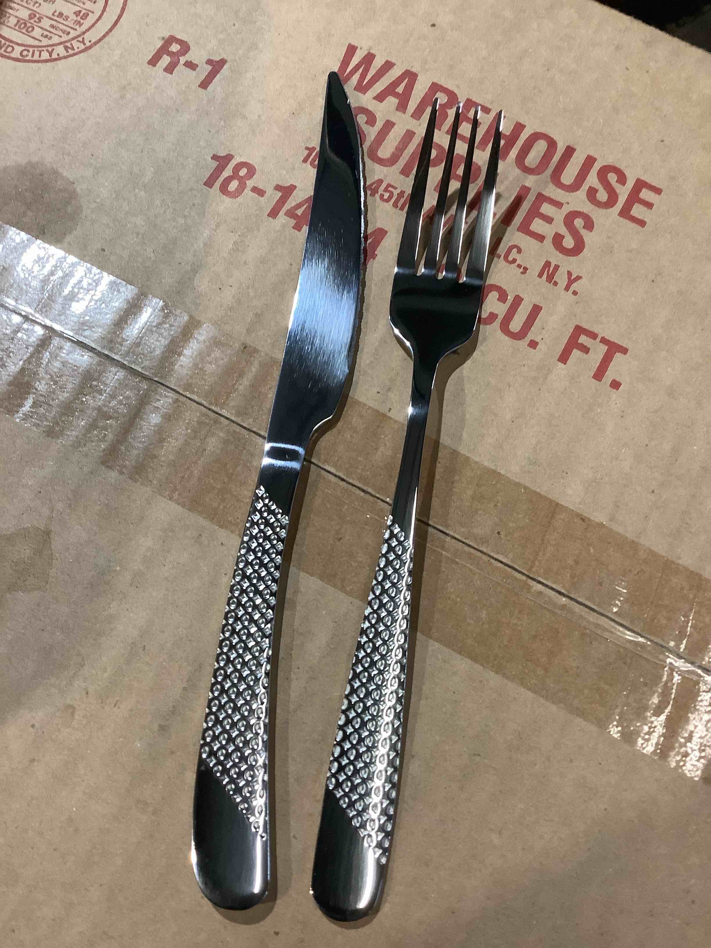 8 piece hammered, silverware, set of knives and forks only