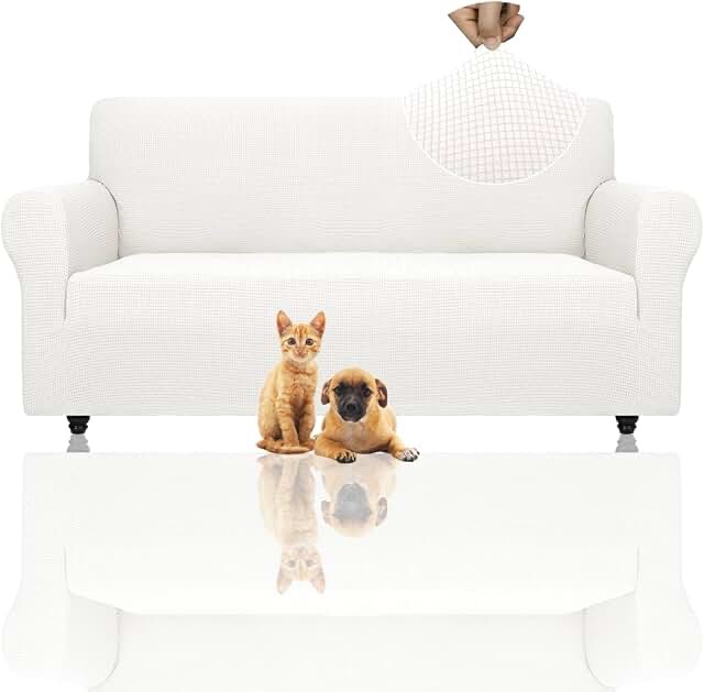 Rusozz white sofa slip cover