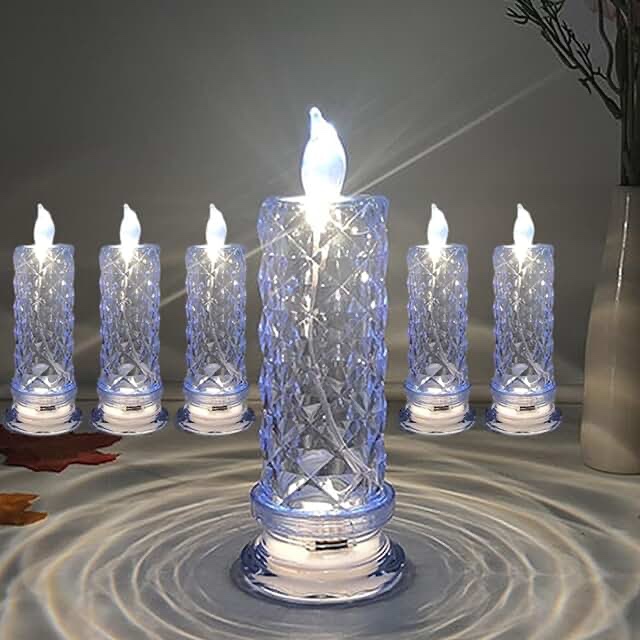 Six piece rose shadow LED flameless candles
