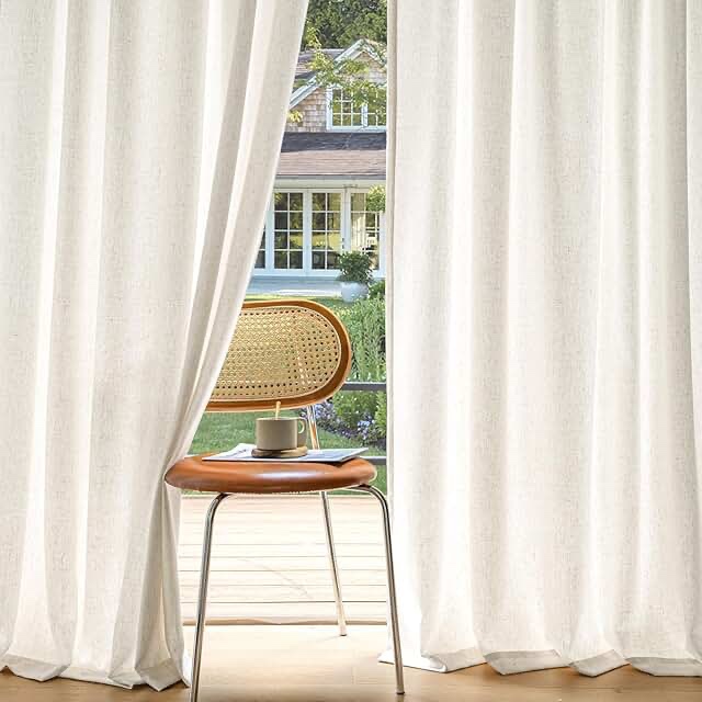 Linen back tab, curtains, light, filtering, curtains, thick linen texture