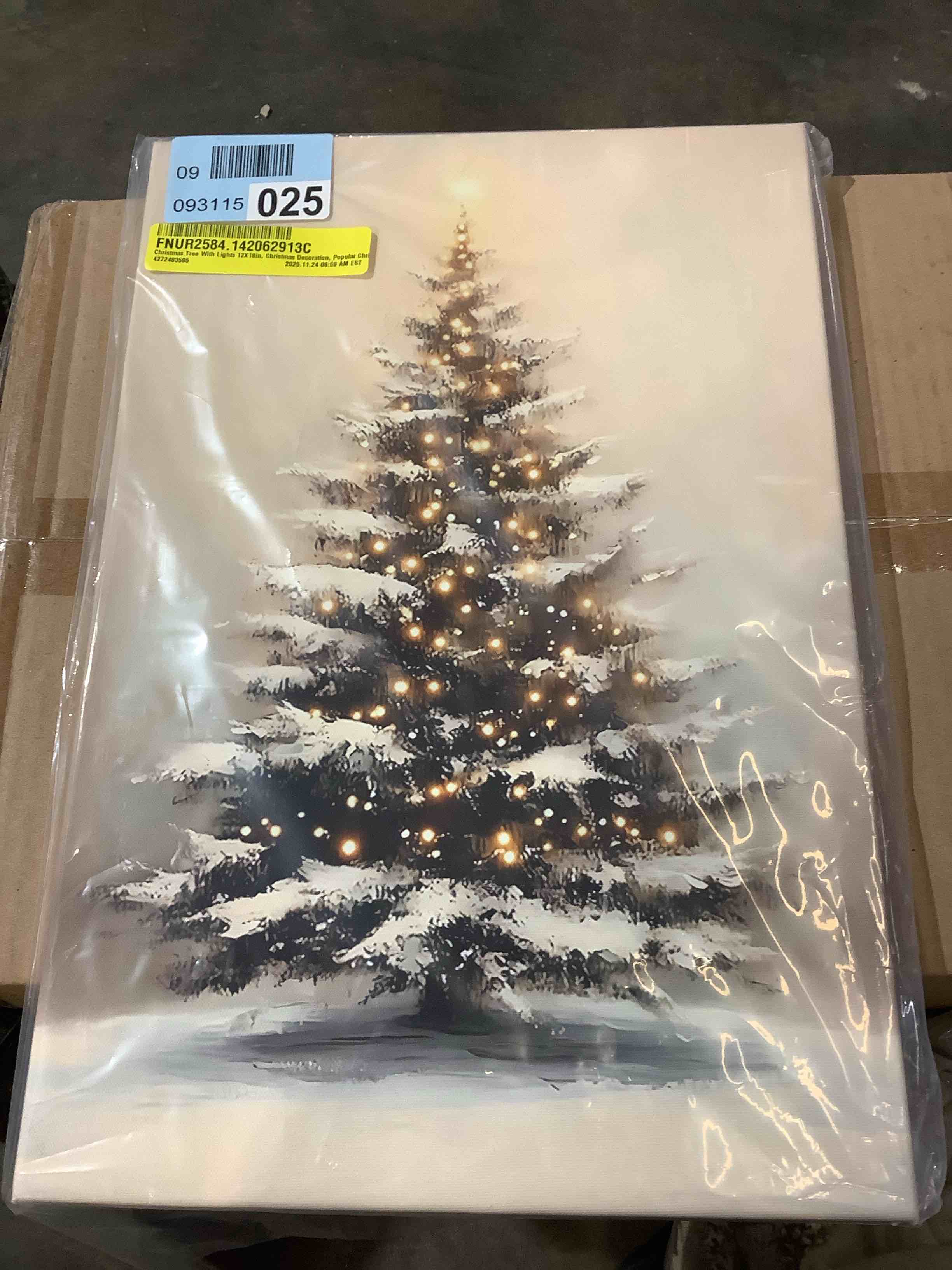 Christmas tree with lights 12” x 18” Christmas declaration with frame