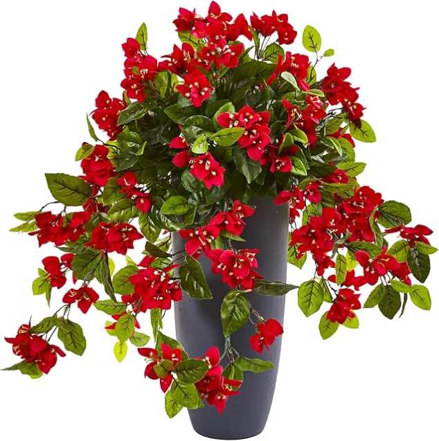 26 inch Bougainville artificial plant in planter UV resistance