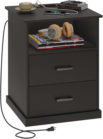 17.7 inch wide unfinished nightstand, black