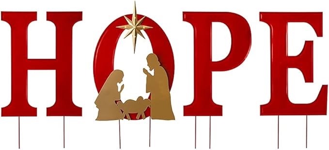 32 inch high lighted metal Christmas hope yard steak