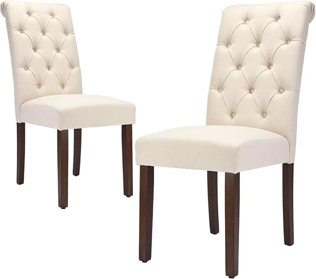 Artemisia Tufted upholstered, wooden dining chairs, set of two