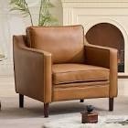 Azriah 32 inch wide modern soft FAUX leather chair, brown