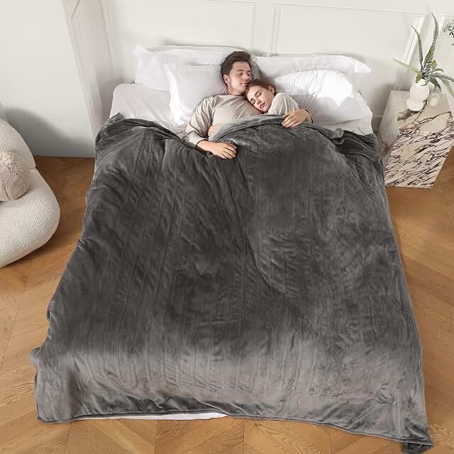 Flannel electric king size comforter, soft gray