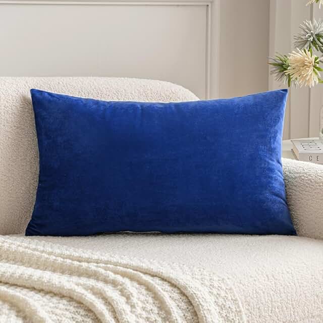 Royal blue rectangular throw pillow