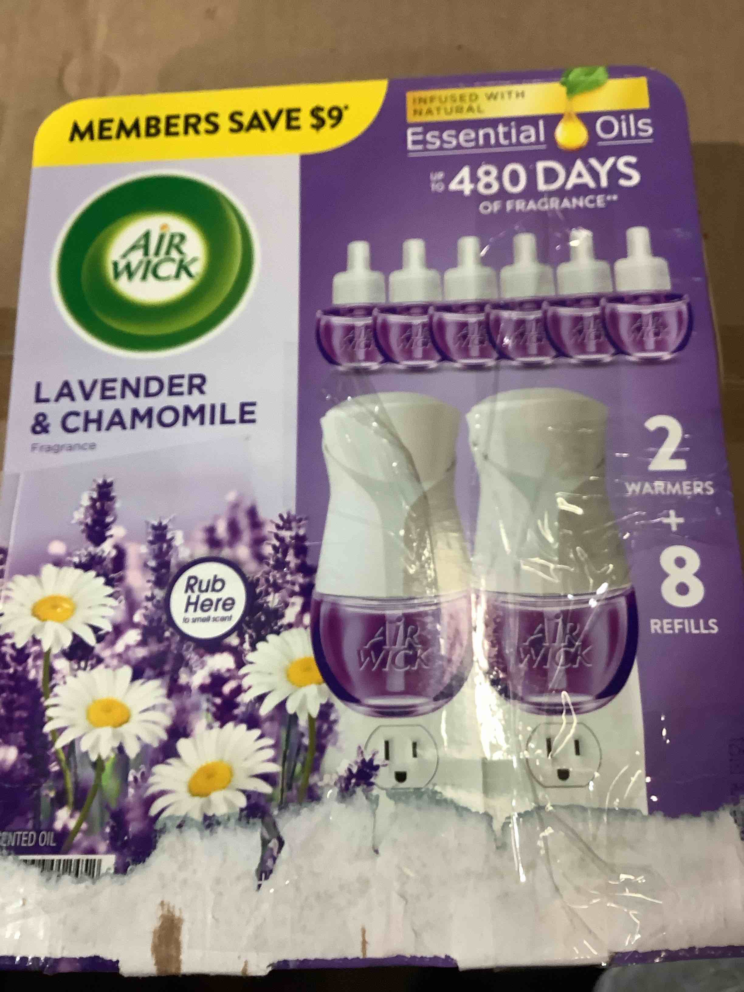 Airwick lavender chamomile essential oils two warmers eight refills
