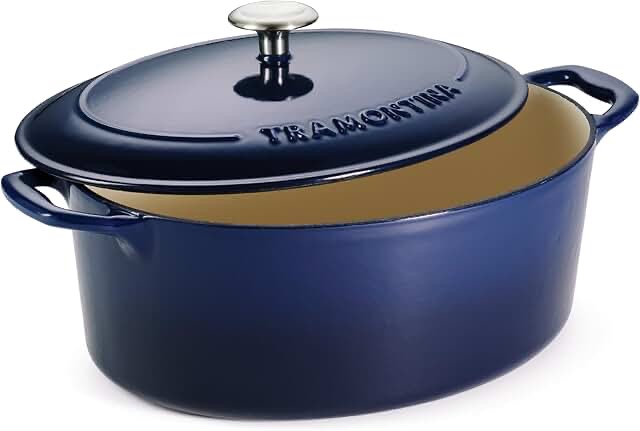 Tramontina 7 quart oval Dutch oven cast-iron satin navy