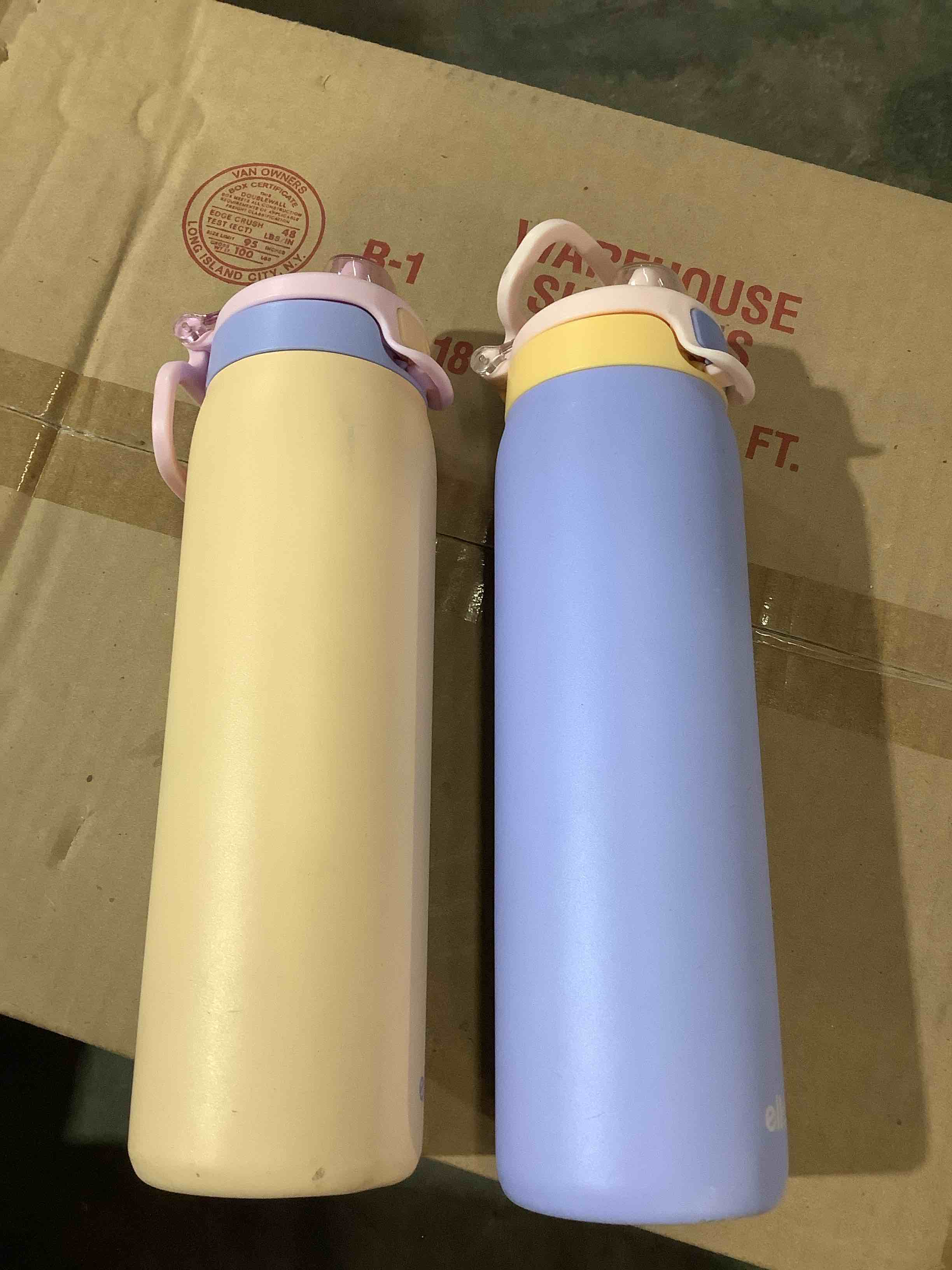 Ello Flip to Fill, Pop to Drink Stainless Steel Water Bottle with Leak-Proof Locking Lid, 22 oz – Reusable Insulated Travel Bottle, Color: Cornflower/Blush Breeze