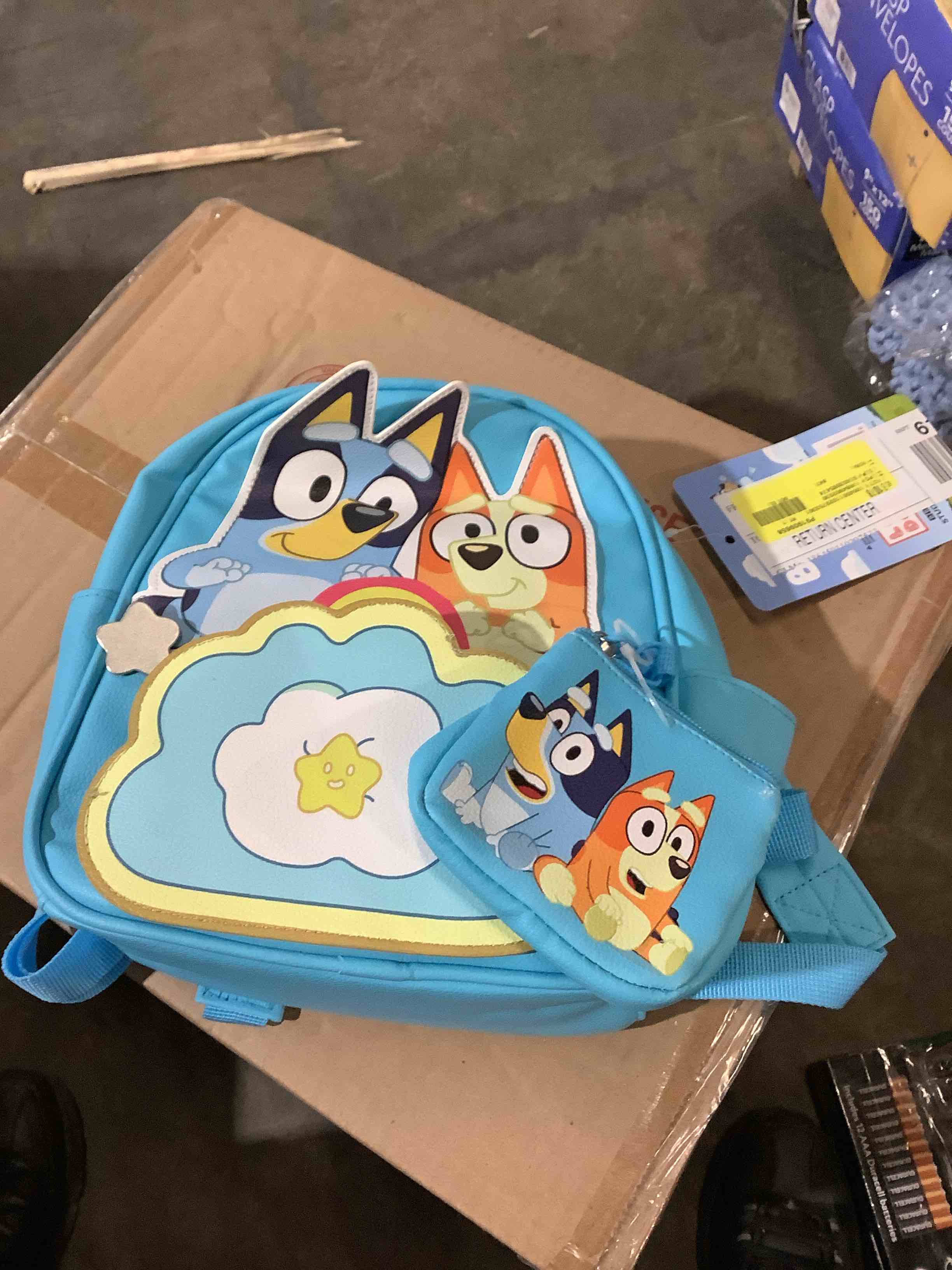 bluey and friends, backpack and change purse blue