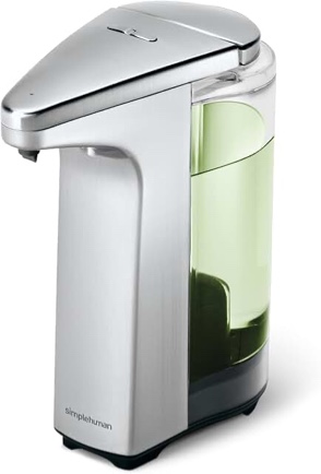 simplehuman 8 oz. Touch-Free Sensor Liquid Soap Pump Dispenser with Soap Sample, Brushed Nickel