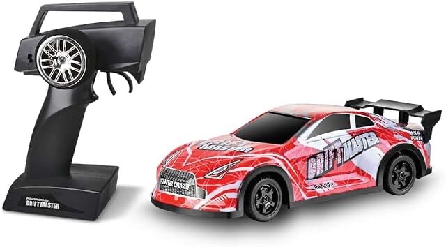 Drift Master Remote Control Car, Red and White, 1:24 Scale RC Drift Racing Vehicle