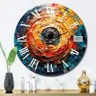 Colorful vinyl record vinyl mosaic, metal wall clock