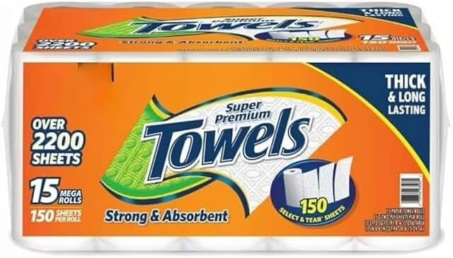 Member's Mark Super Premium Paper Towels, Select & Tear, White, 12 Mega Rolls