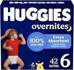 Huggies Size 6 Overnites Baby Diapers: Overnight Diapers, Size 6 (35+ lbs), (1 pk of 42)