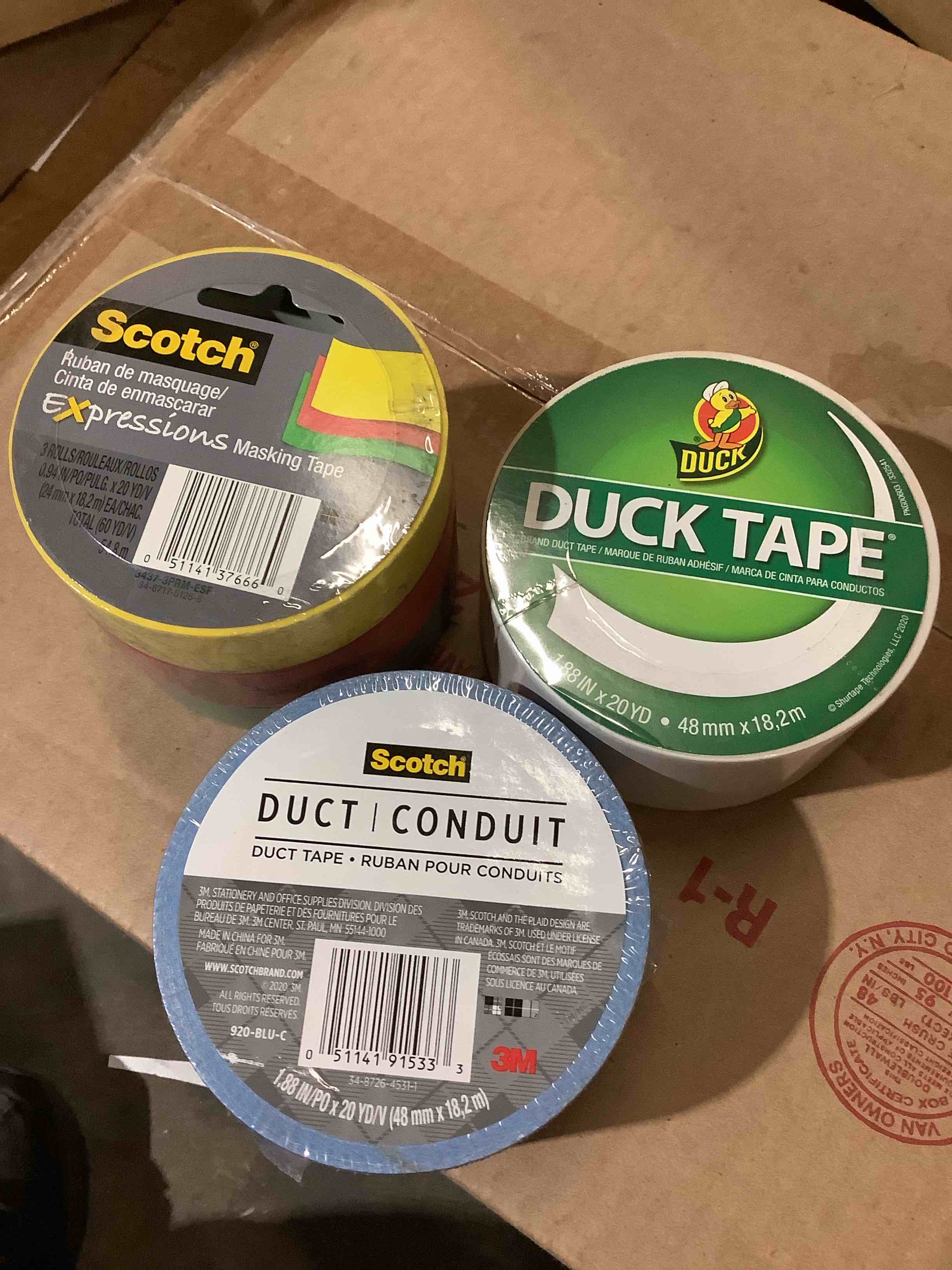 Assortment of duct, tape and scotch tape