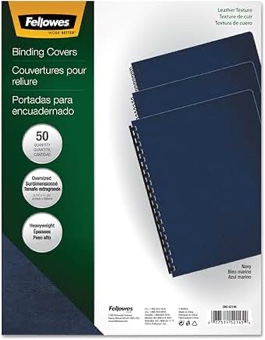 Fellowes 7.5 Mil 8.75" x 11.25" Rounded Corner Grain Texture Navy Binding Cover 200/Pack