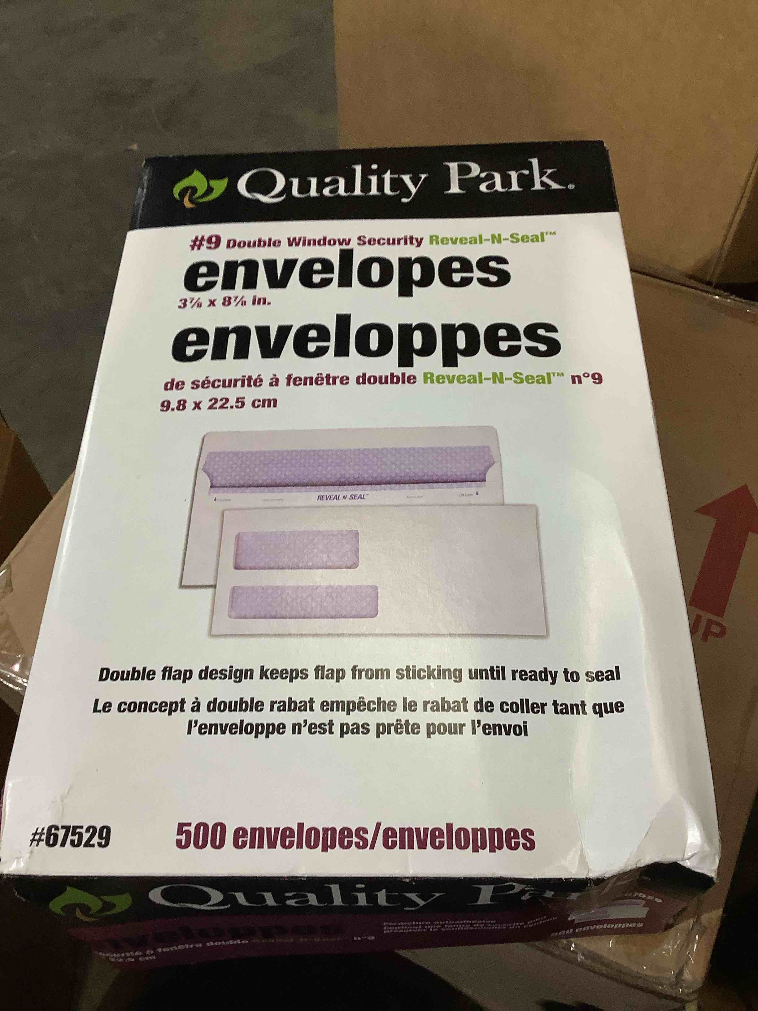 Quality Park Reveal-n-Seal Double Window Envelopes - Double Window - 8 7by8 W x 3 7by8 L- 24 lb - White