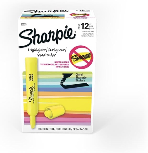 Sharpie SmearGuard Tank Style Highlighters 1 Dozen (Quantity)